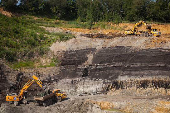 Abbau von hochwertigem fossilen Leonardit-Mineral-Dauerhumus
