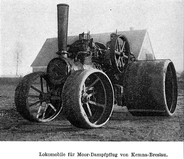 Lokomobile für Moor-Dampfpflug von Kemna-Breslau. (um 1930)