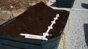 Abwasserbehandlung mittels Torfbett: Einzelmodul.